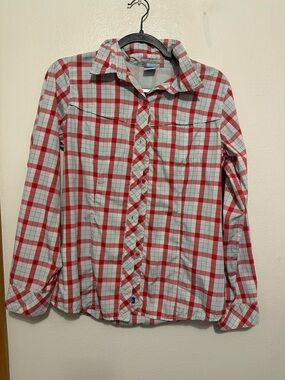 Columbia Women's M Insect Blocker Plaid Long Sleeve Button Up Shirt